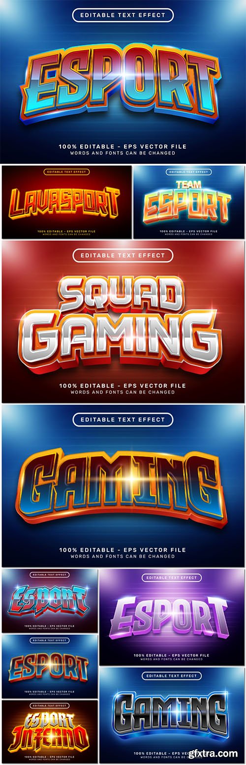 Vector gaming, sport 3d text effect