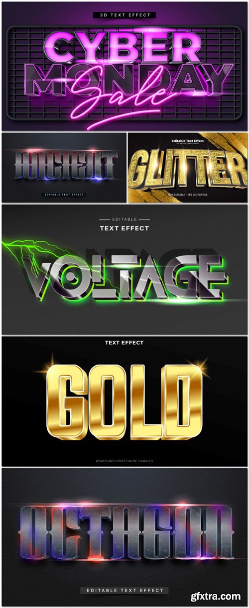 Vector 3d text editable, text effect font vol 55