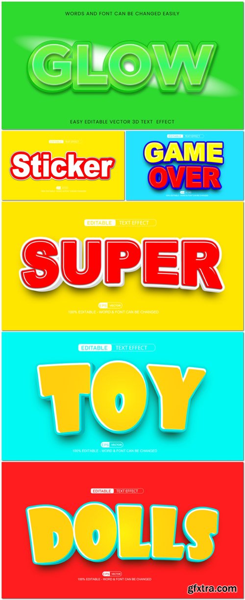 Vector 3d text editable, text effect font vol 53