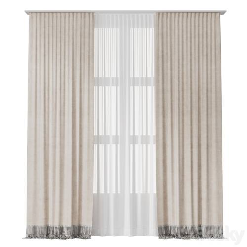 '3dsky Pro - Curtain 009 / Curtains with fringes'