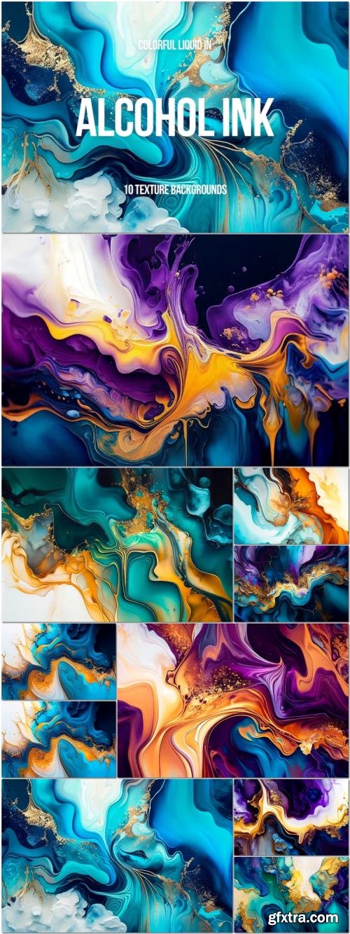 Liquid in Alcohol Ink Texture Backgrounds