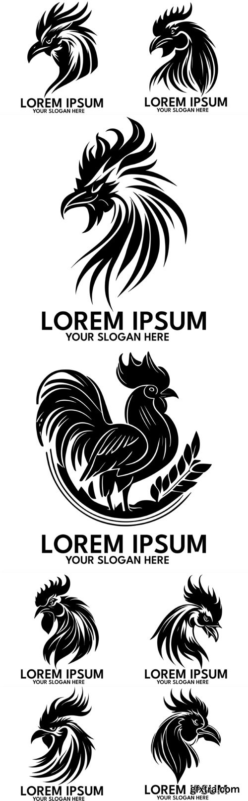 Rooster silhouette logo style vector illustration