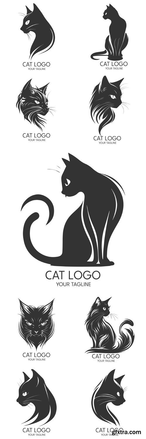 Cat logo silhouette art vector template