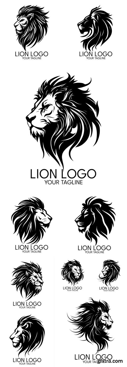 Lion logo silhouette art vector template