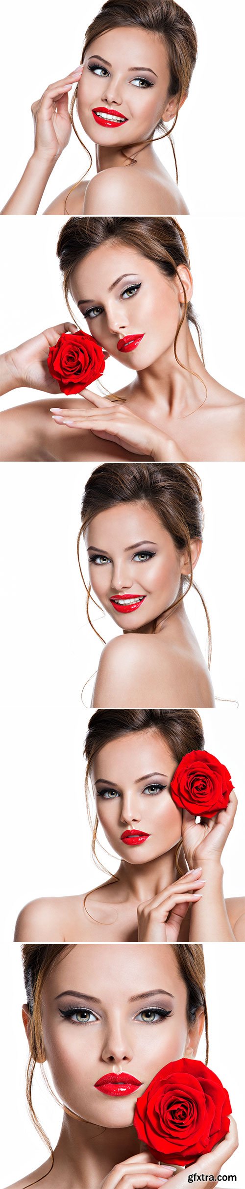 Beautiful girl with red rose