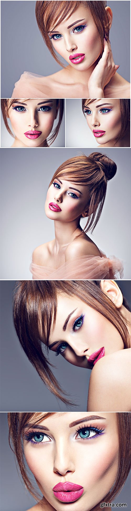 Girl with makeup and stylish hairstyle