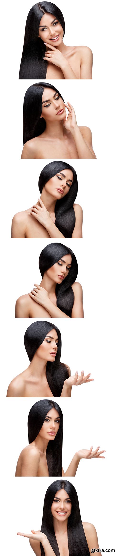 Beautiful woman with long dark hair