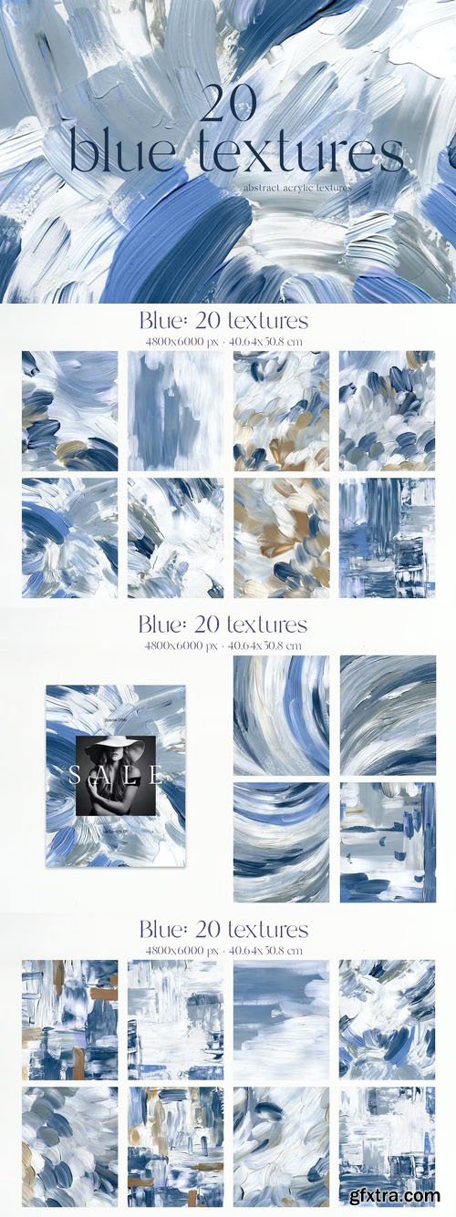 Blue white abstract acrylic textures bright