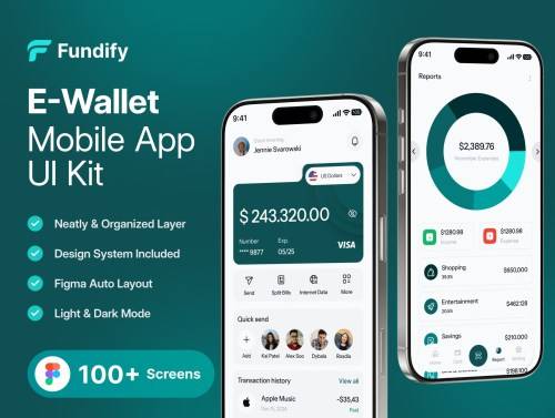 'Fundify - E-Wallet Mobile App UI Kit'