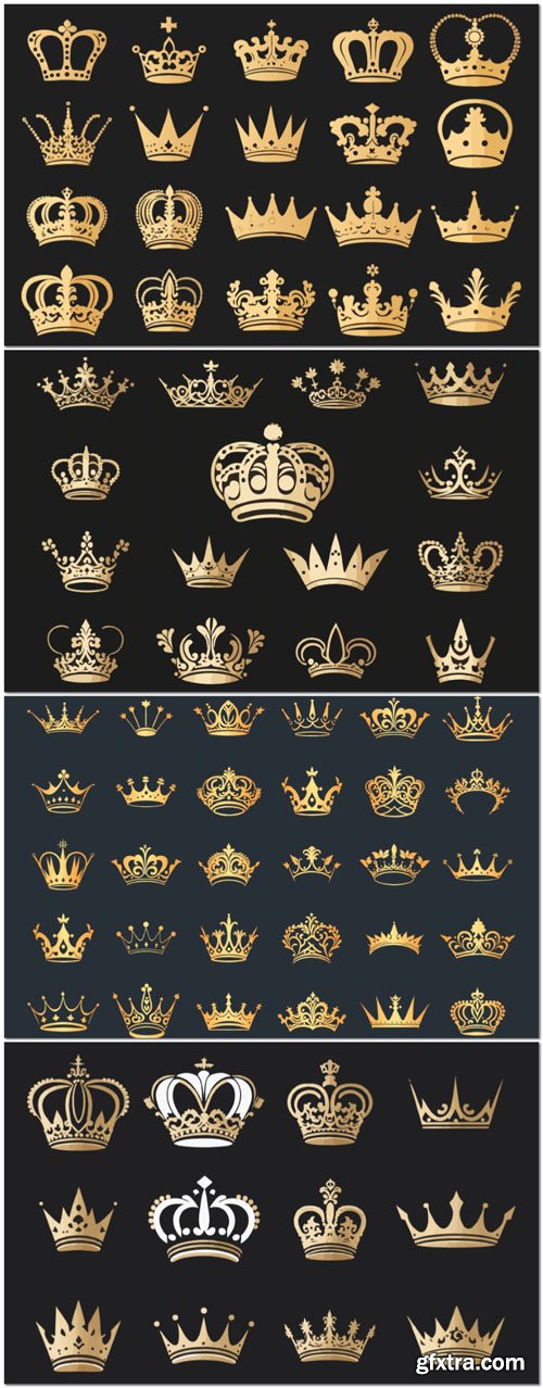 Vector silhouettes crowns set illustration vector design collection