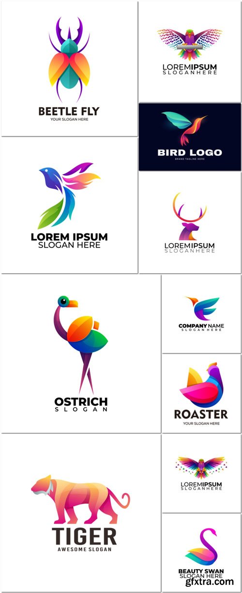 Vector colorful gradient modern logo set
