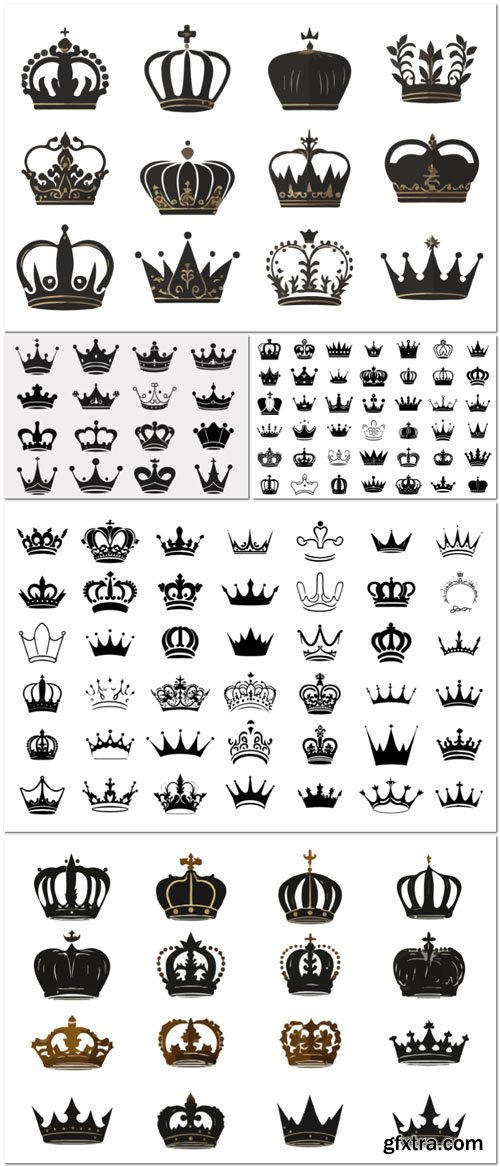 Silhouettes crowns set illustration vector design collection