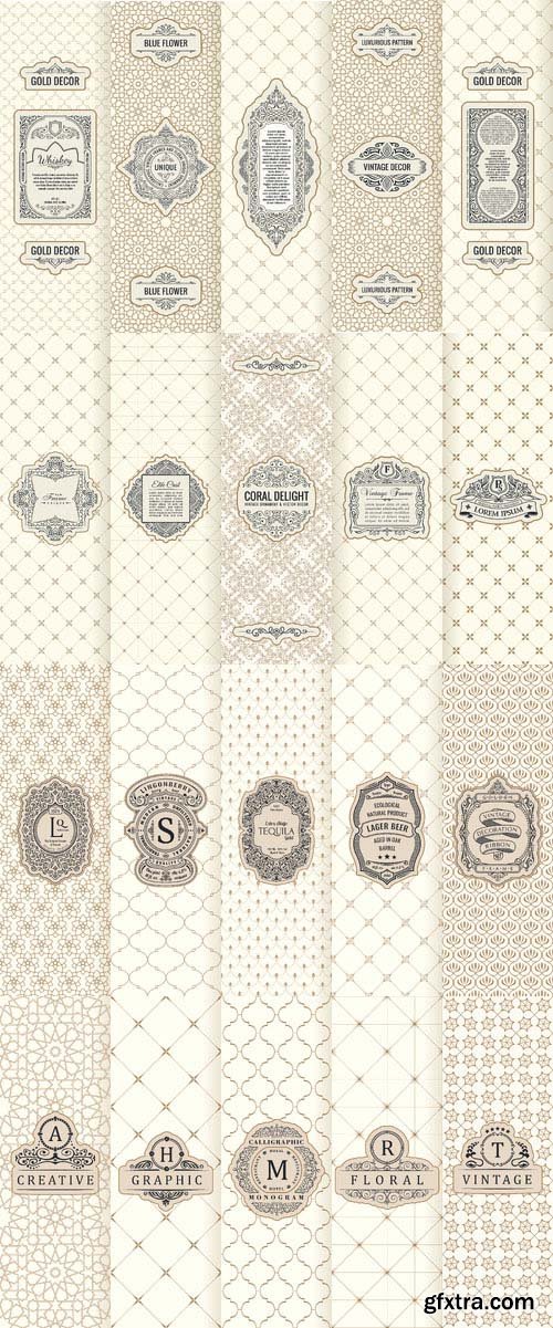 Vintage labels and vector frame packaging for product