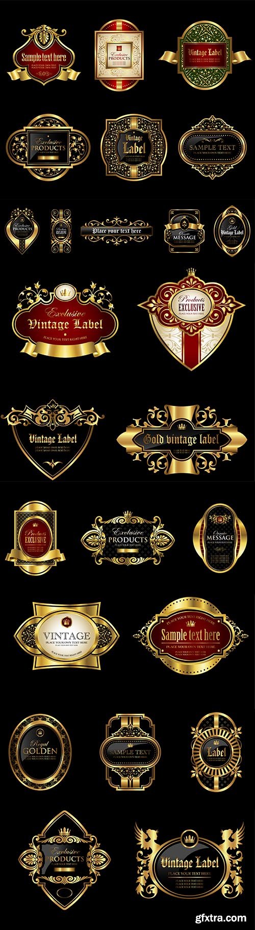 Vector luxury labels with golden and black design
