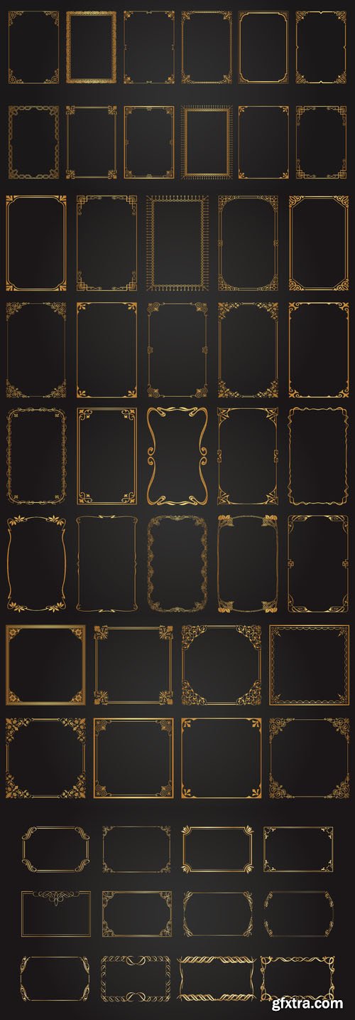 Golden vintage frames vector collection