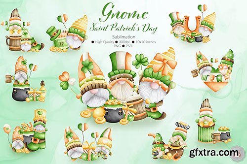 Watercolor Gnome Saint Patrick Collection Watercolor Gnome Saint Patrick Collection
