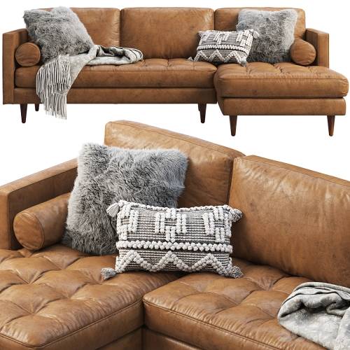 '3dsky Pro - Joybird Briar Leather Sectional Sofa'