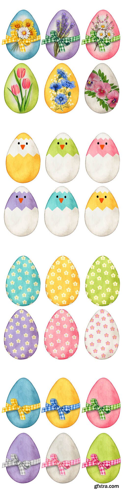 Pastel easter eggs decorations - Watercolor vector clipart Pastel easter eggs decorations - Watercolor vector clipart