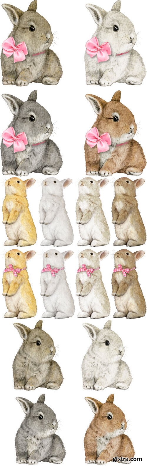 Hand drawn cute realistic baby bunny - Watercolor vector clipart Hand drawn cute realistic baby bunny - Watercolor vector clipart