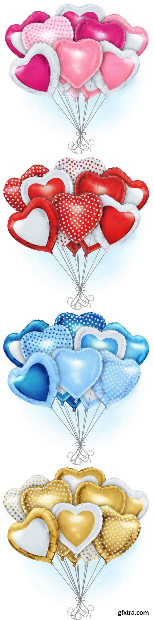 Hand drawn heart shaped realistic ballooons - Watercolor vector clipart Hand drawn heart shaped realistic ballooons - Watercolor vector clipart