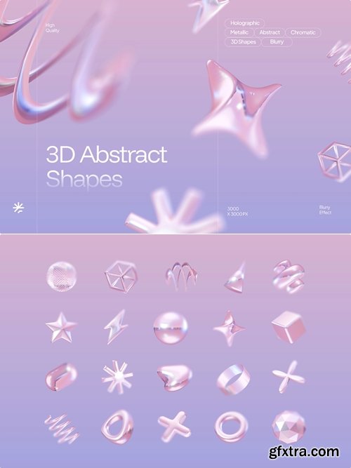 Blurry Holographic 3D Abstract Shapes