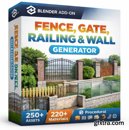 Fence, Gate, Railing & Wall Generator v1.1 for Blender