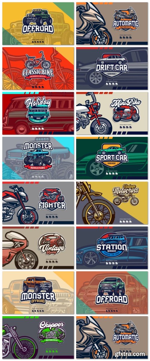 Car Automotive Transportation and Bike Logo 15 Set