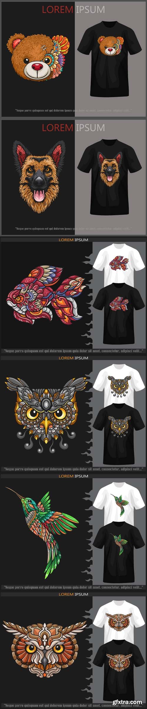 Colorful arts isolated on white black t shirt in vector Colorful arts isolated on white black t shirt in vector