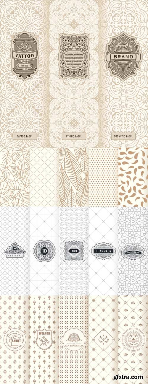 Vintage banners set of vertical labels, packaging frames vector Vintage banners set of vertical labels, packaging frames vector