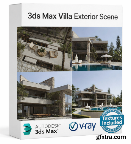 3ds Max Villa Exterior Scene 03