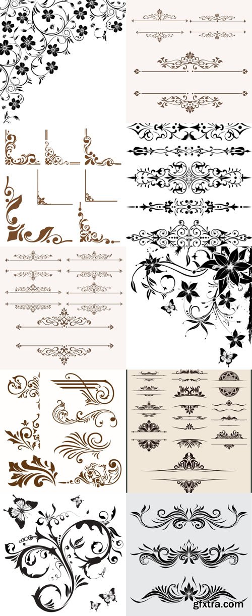 Scrolls, frame, dividers, curls, line, patterns, borders, floral, design elements, calligraphic, ornaments, decorative hand drawn vector set Scrolls, frame, dividers, curls, line, patterns, borders, floral, design elements, calligraphic, ornaments, decorative hand drawn vector set