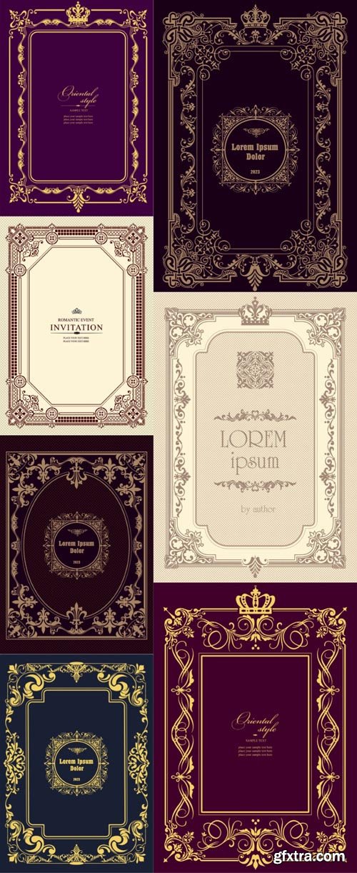 Gold retro ornament for book cover, invitation card, vignette vector illustration Gold retro ornament for book cover, invitation card, vignette vector illustration