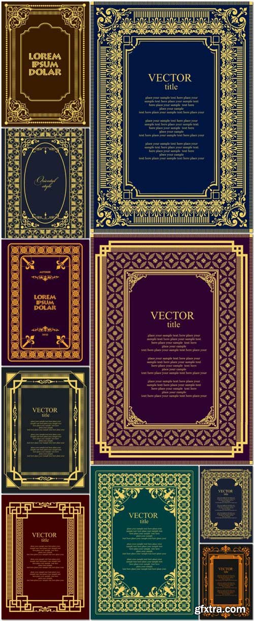 Gold ornament on dark background can be used as invitation card book cover vector illustration