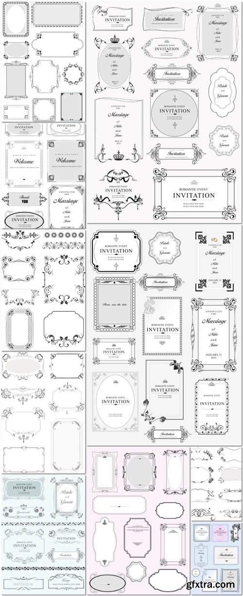 Vector set frame of vintage ornate