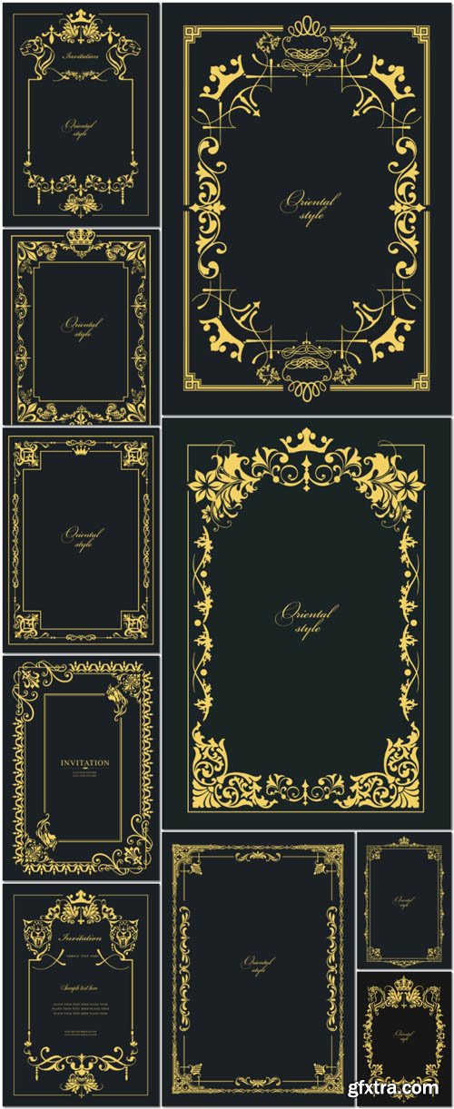 Gold frames luxury royal vector collection