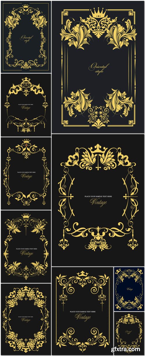 Vector ornament frames royal golden style