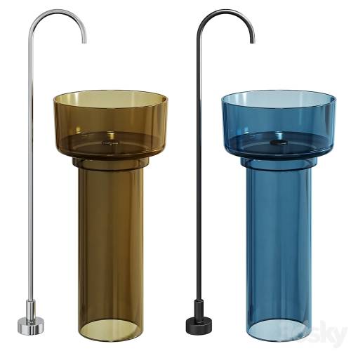 '3dsky Pro - Freestanding transparent washbasin ABBER Kristall'