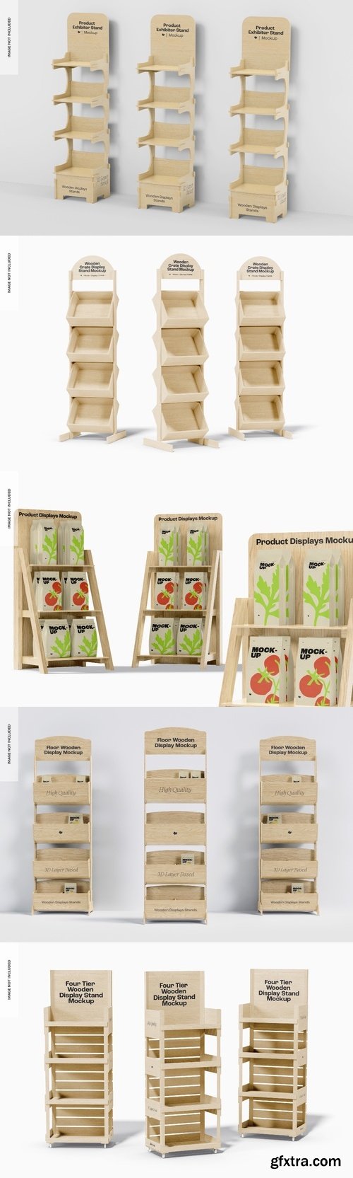 PSD tier wooden display stands mockup