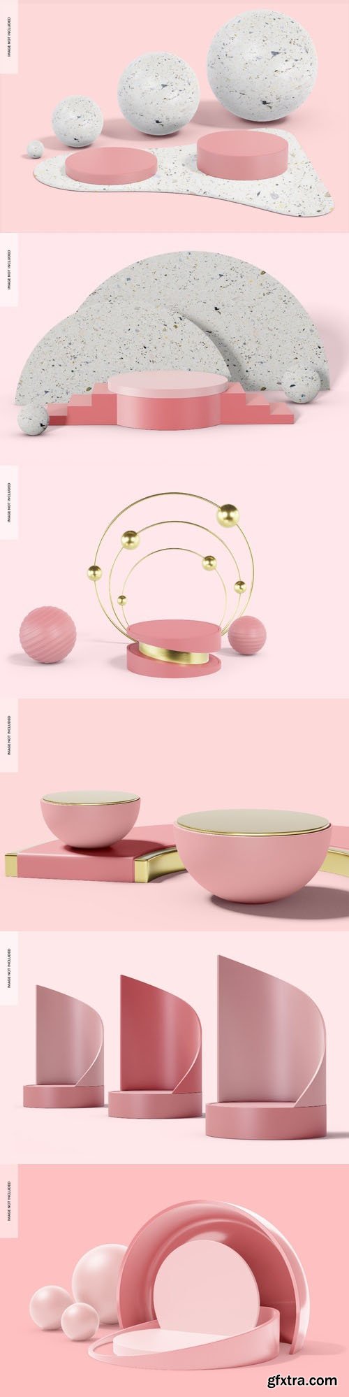 PSD podiums mockup, perspective