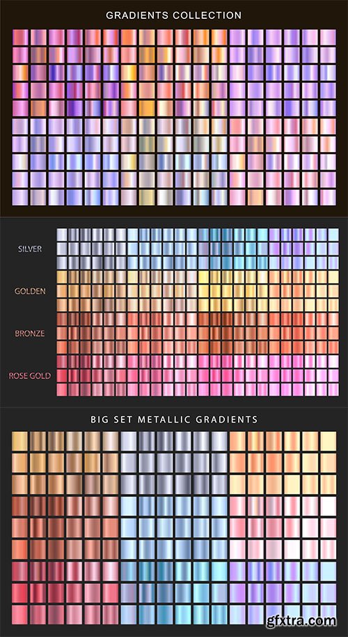 Metallic gradients vector collection holographic textures