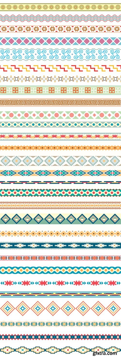 Coloured ornaments, border dividers vector collection