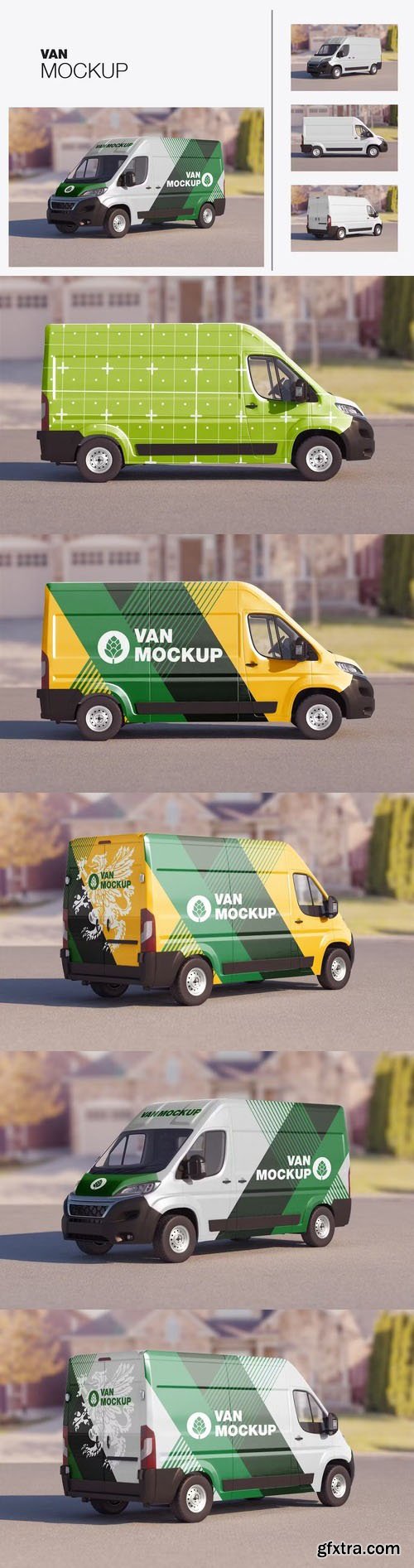 Outdoor Scene with Panel Van Mockup