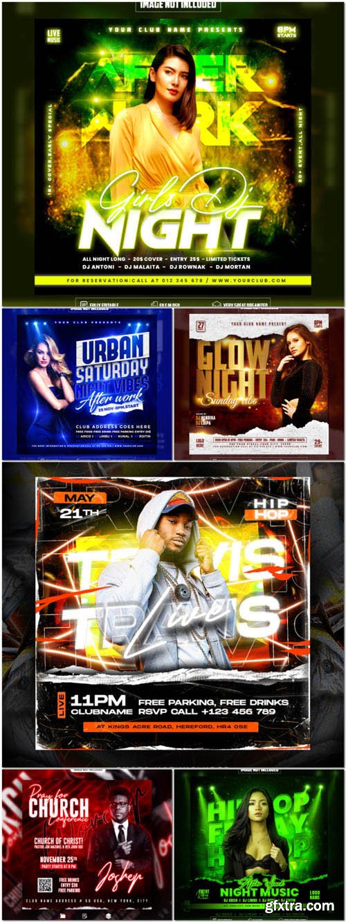 Flyer social media post, psd banner set vol 144