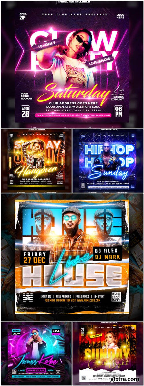 Flyer social media post, psd banner set vol 143