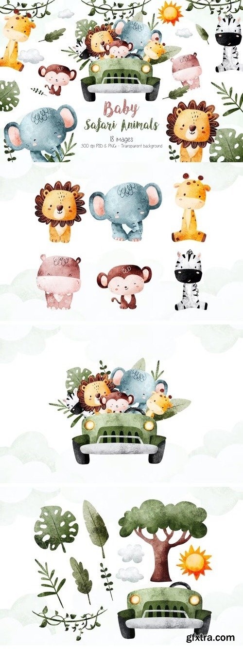 Baby Safari Animals Clipart
