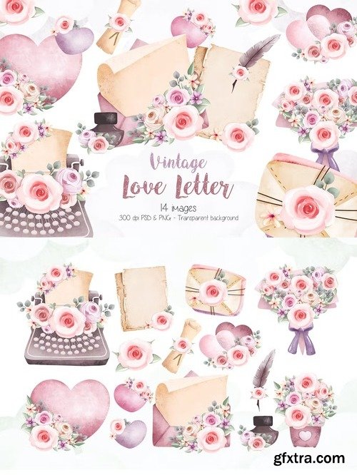 Vintage Love Letter Clipart