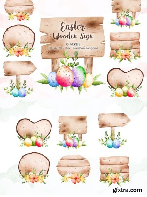Easter Wooden Sign Clipart