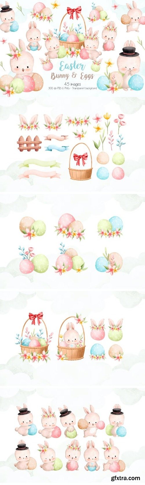 Easter Bunny and Eggs Clipart