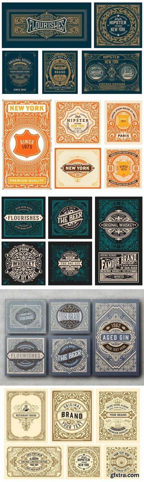 Logos, ornaments, badges, and labels - vintage vector set vol 5 Logos, ornaments, badges, and labels - vintage vector set vol 5