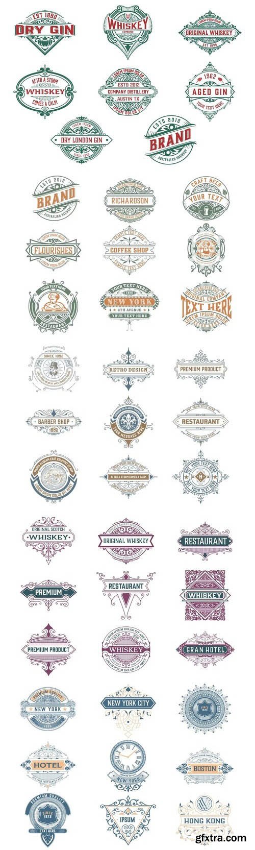 Logos, ornaments, badges, and labels - vintage vector set vol 1 Logos, ornaments, badges, and labels - vintage vector set vol 1
